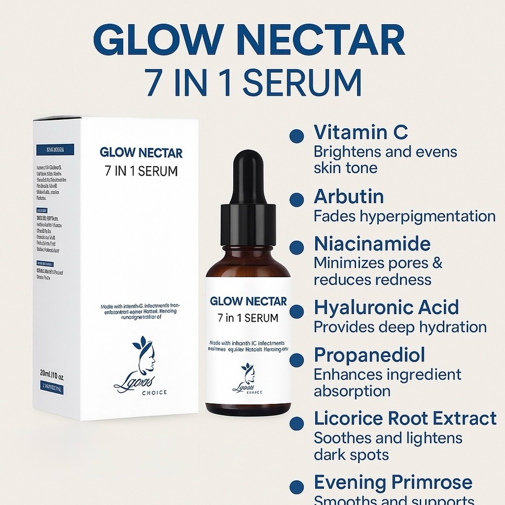 Glow Nectar 7 in 1 Serum by [Brand] - White and Brown